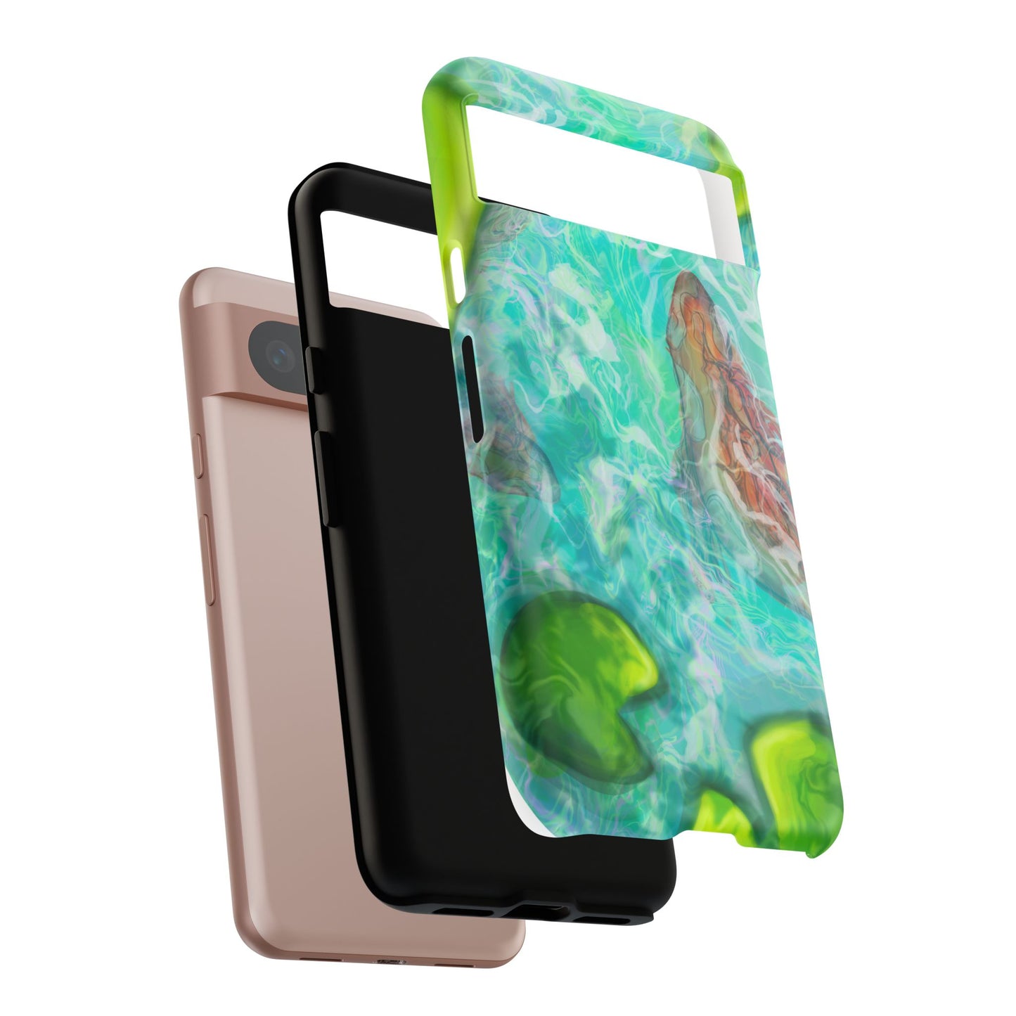 Watercolor Phone Case, Nature Lover Gift, Tough Phone Cover, Phone Accessory, Unique Design for Spring/Summer, Lily Pad, Fish Pond