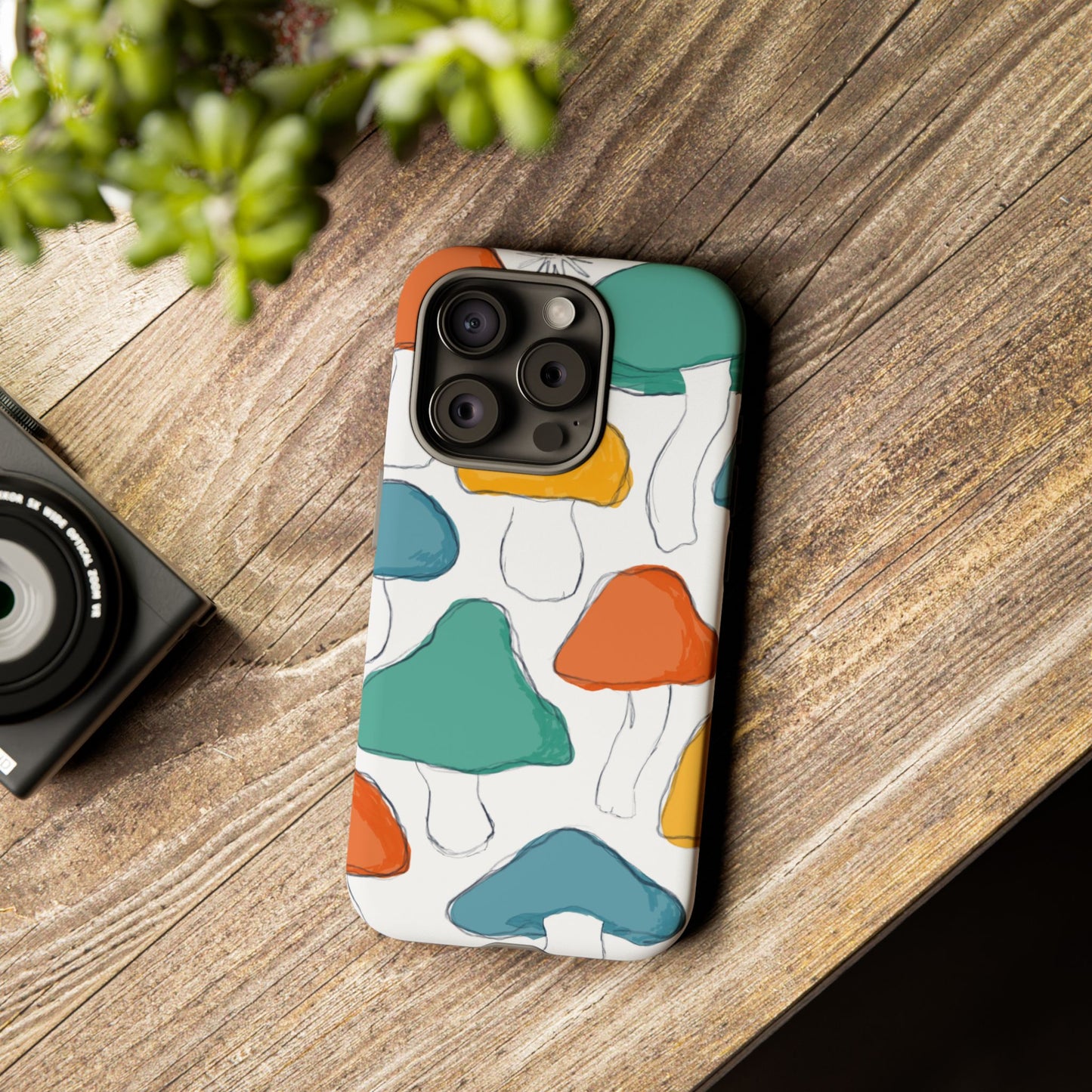 Mushroom Phone Case with Colorful Design, Tough Cases, Floral Tech Accessories, Gift for Nature Lovers, Trending Phone Cover