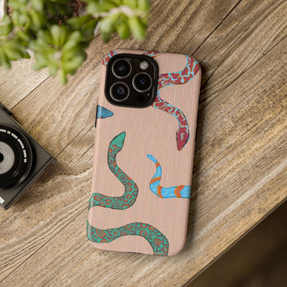 Colorful Snake Phone Case, Tough Phone Case, Unique Phone Cover, Animal Print Case, Gifts for Her, Trendy Accessories