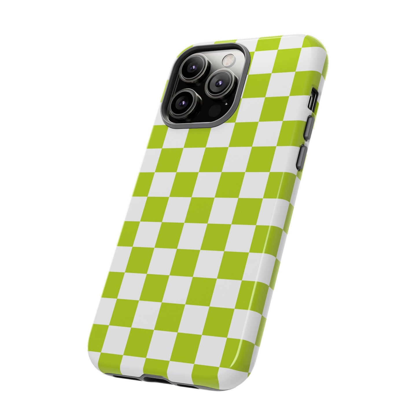 Lively Checker Pattern Phone Case | Tough Cases, Green Checkered Design, Unique Cell Phone Cover, Trendy Accessory, Gift Idea