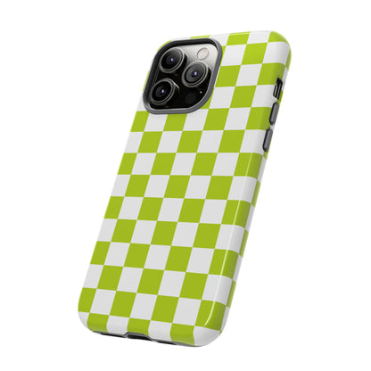 Lively Checker Pattern Phone Case | Tough Cases, Green Checkered Design, Unique Cell Phone Cover, Trendy Accessory, Gift Idea