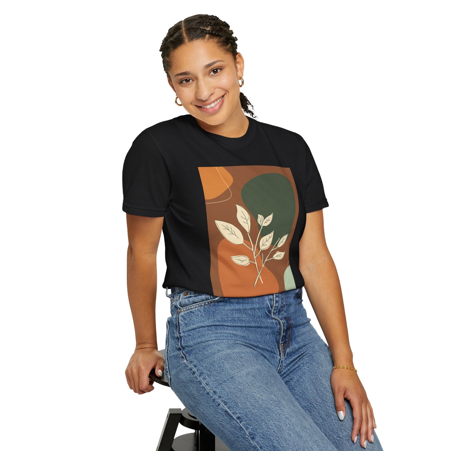 Boho Leafy T-Shirt, Unisex Short Sleeve Tee, Casual Wear, Earthy Aesthetic, Gifts for Nature Lovers, Comfortable Everyday Style
