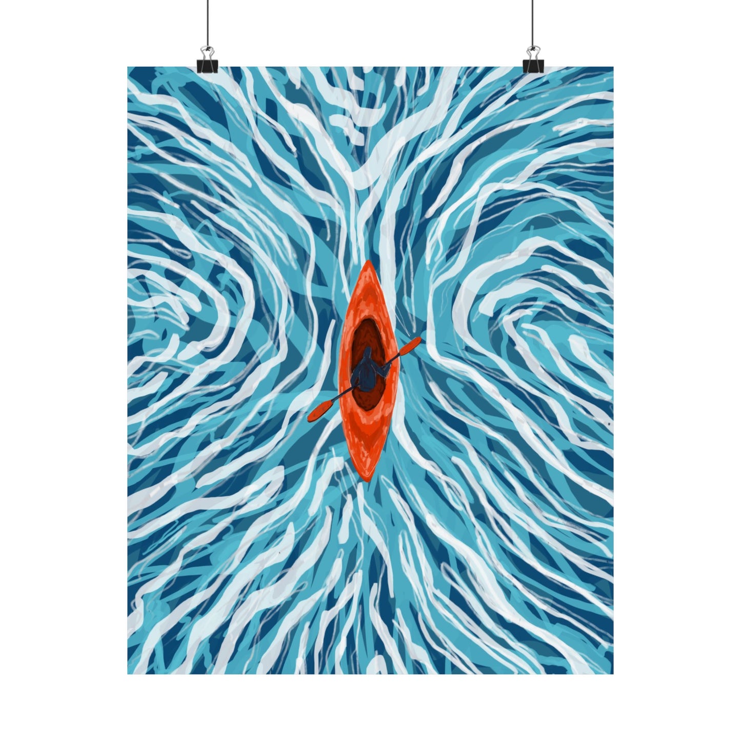 Vibrant Kayaking Poster Print, Adventure Wall Art, Calm Waters Decor, Gift for Outdoor Lovers, Home Office Accent