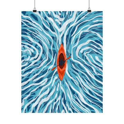 Vibrant Kayaking Poster Print, Adventure Wall Art, Calm Waters Decor, Gift for Outdoor Lovers, Home Office Accent