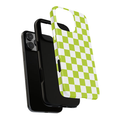 Lively Checker Pattern Phone Case | Tough Cases, Green Checkered Design, Unique Cell Phone Cover, Trendy Accessory, Gift Idea