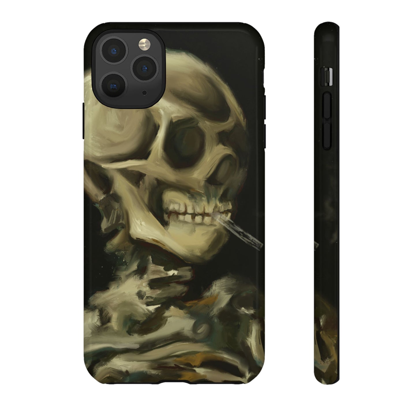 Skull Phone Case - Tough Cases, Macabre Style, Unique Accessories, Perfect for Halloween, Gothic Decor, Edgy Gift Idea | Van Gogh Reimagined, Abstract Twist on  Van Gogh's Skeleton with Burning Cigarette