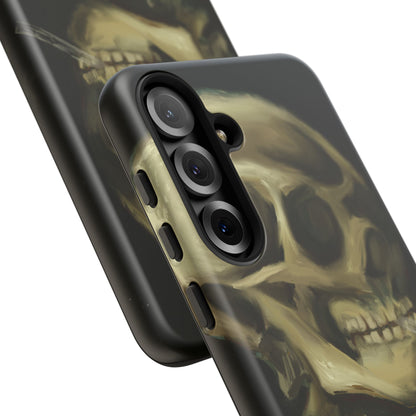 Skull Phone Case - Tough Cases, Macabre Style, Unique Accessories, Perfect for Halloween, Gothic Decor, Edgy Gift Idea | Van Gogh Reimagined, Abstract Twist on  Van Gogh's Skeleton with Burning Cigarette