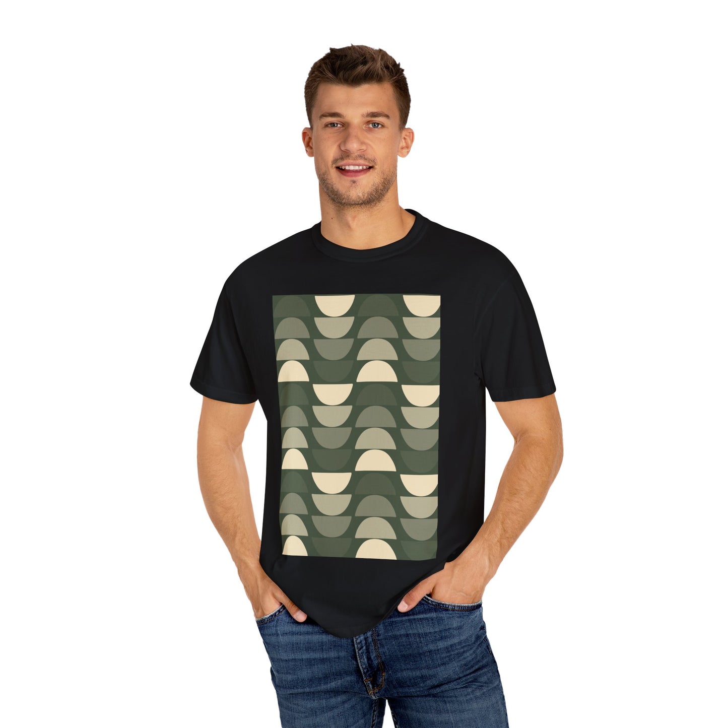 Stylish Unisex Garment-Dyed T-Shirt with Abstract Wave Design, Casual Wear, Graphic Tee, Unique Fashion, Gift for Him/Her