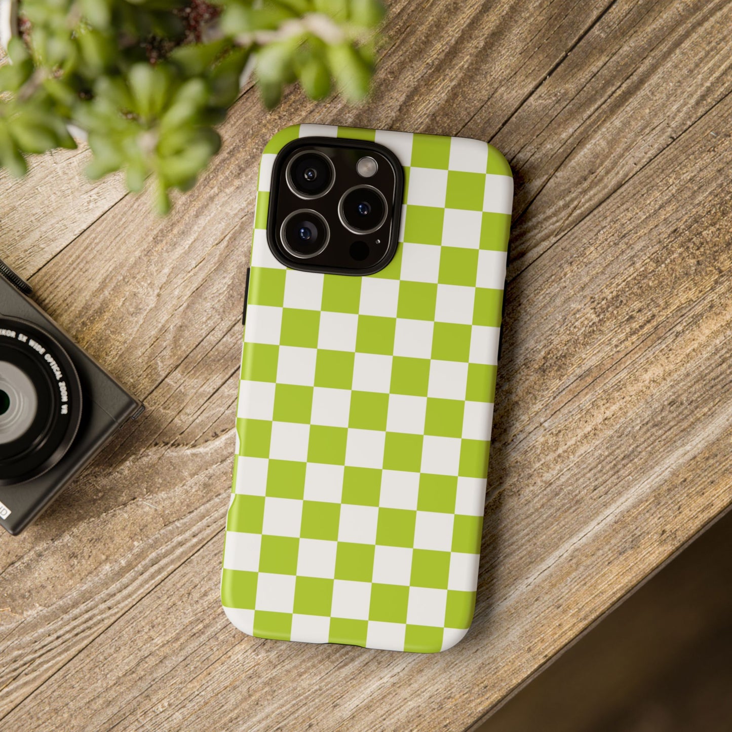 Lively Checker Pattern Phone Case | Tough Cases, Green Checkered Design, Unique Cell Phone Cover, Trendy Accessory, Gift Idea