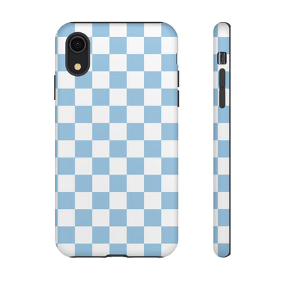 Blue Checkered Phone Case, Tough Phone Cover, Stylish Mobile Protector, Unique Gift for Him/Her, Trendy Accessories for Holidays