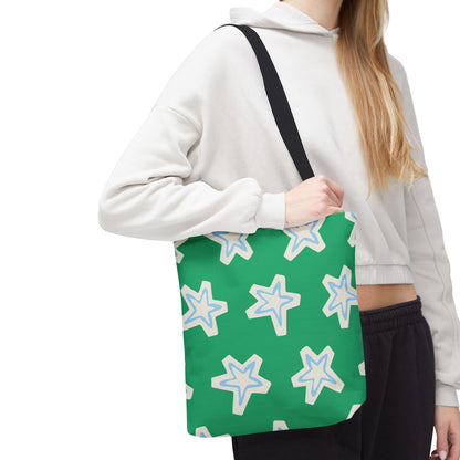 Starry Green AOP Tote Bag | Stylish Grocery Tote, Eco-Friendly Bag, Beach Bag, Weekend Getaway, Custom Design