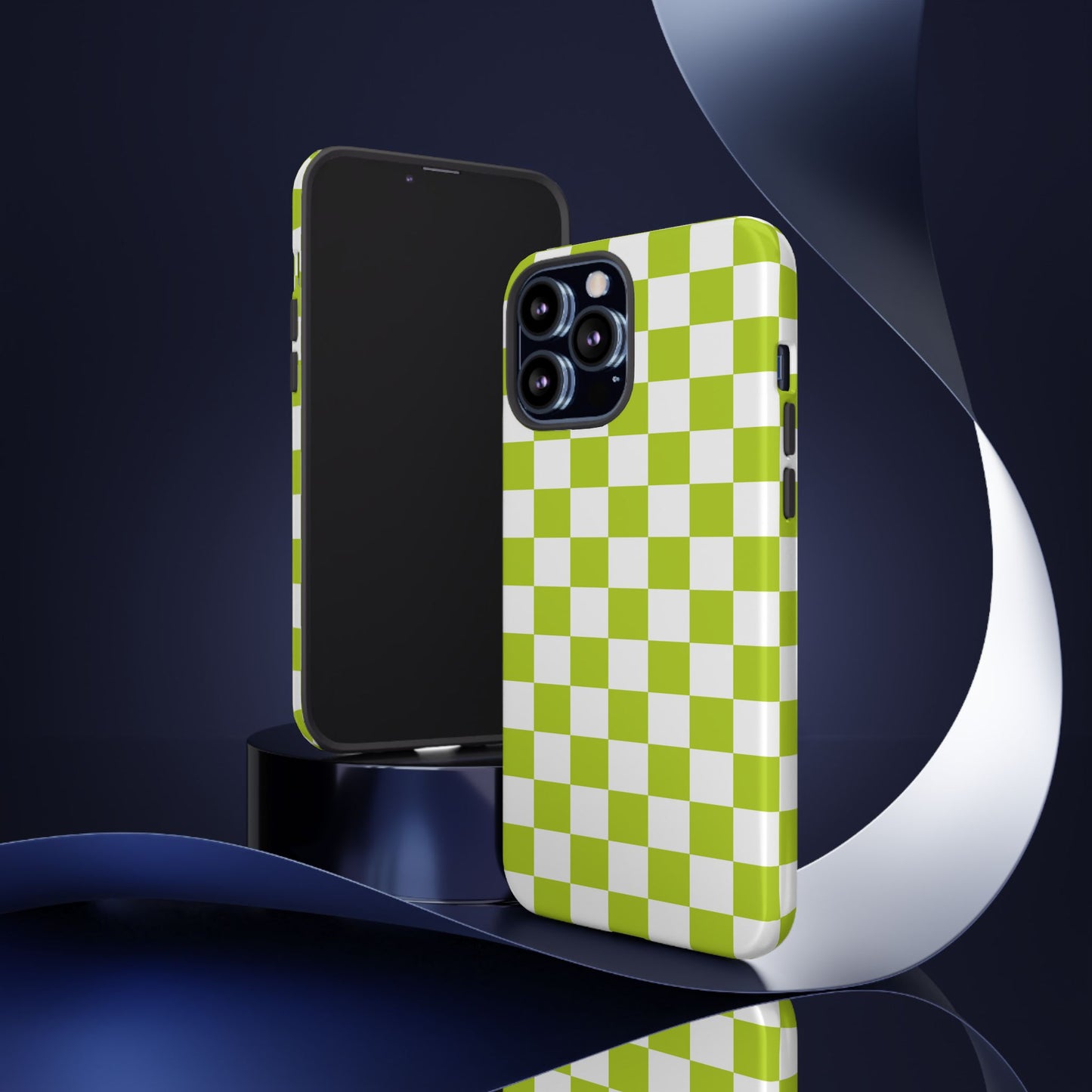 Lively Checker Pattern Phone Case | Tough Cases, Green Checkered Design, Unique Cell Phone Cover, Trendy Accessory, Gift Idea