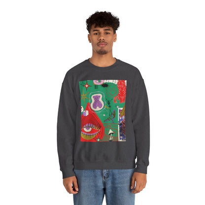 Vibrant Artwork Crewneck Sweatshirt - Cozy Unisex Gift, Trendy Streetwear, Spring Fashion, Unique Graphic Tee, Art-Inspired Apparel