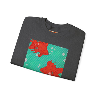 Colorful Fish Graphic Crewneck Sweatshirt, Cozy Unisex Sweater, Fun Graphic Top, Ideal Gift for Fish Lovers, Casual Everyday Wear, Comfy Goldfish Crewneck