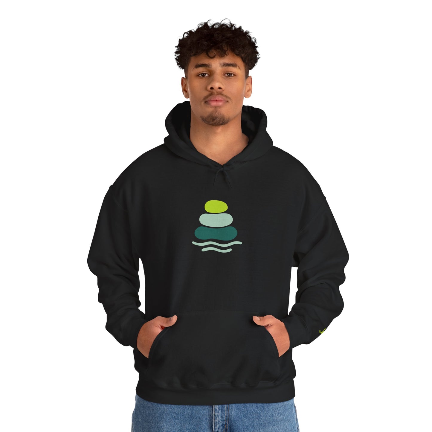 Serene Stacked Stones Hoodie, Unisex Sweatshirt for Mindfulness, Cozy Layer for Relaxation, Gift for Yoga Lovers, Perfect for Meditation