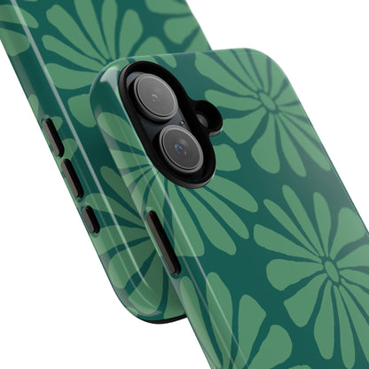 Stylish iPhone Case, Floral Phone Cover, Tough Phone Cases, Green Daisy Design, Unique Gift for Her, Spring Accessories