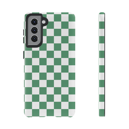 Stylish Phone Case - Green Checker Print, Trendy Phone Cover, Unique Gift, Modern Accessories, Eco-Friendly Case
