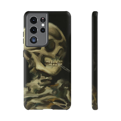 Skull Phone Case - Tough Cases, Macabre Style, Unique Accessories, Perfect for Halloween, Gothic Decor, Edgy Gift Idea | Van Gogh Reimagined, Abstract Twist on  Van Gogh's Skeleton with Burning Cigarette