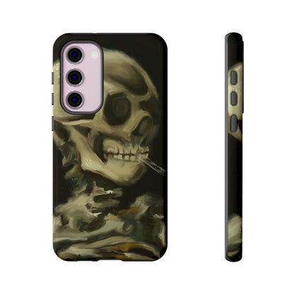 Skull Phone Case - Tough Cases, Macabre Style, Unique Accessories, Perfect for Halloween, Gothic Decor, Edgy Gift Idea | Van Gogh Reimagined, Abstract Twist on  Van Gogh's Skeleton with Burning Cigarette