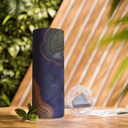 Boho Abstract Art Tumbler, 20oz Skinny Travel Mug, Stylish Drinkware for Camping, Gifts for Her, Home Decor