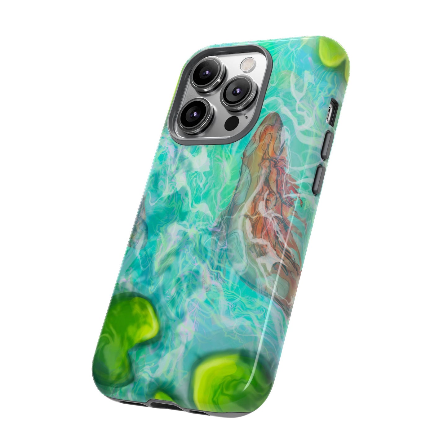 Watercolor Phone Case, Nature Lover Gift, Tough Phone Cover, Phone Accessory, Unique Design for Spring/Summer, Lily Pad, Fish Pond
