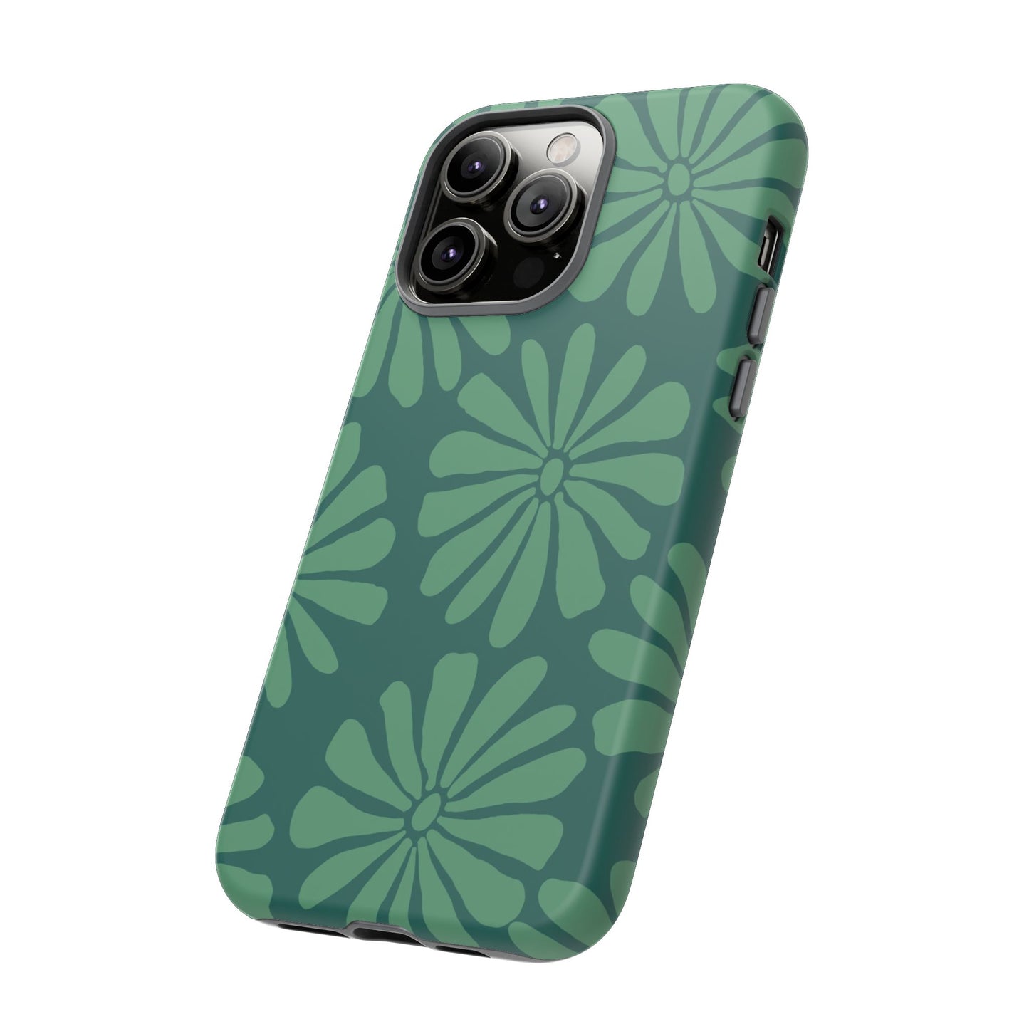Stylish iPhone Case, Floral Phone Cover, Tough Phone Cases, Green Daisy Design, Unique Gift for Her, Spring Accessories