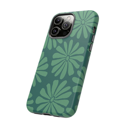 Stylish iPhone Case, Floral Phone Cover, Tough Phone Cases, Green Daisy Design, Unique Gift for Her, Spring Accessories
