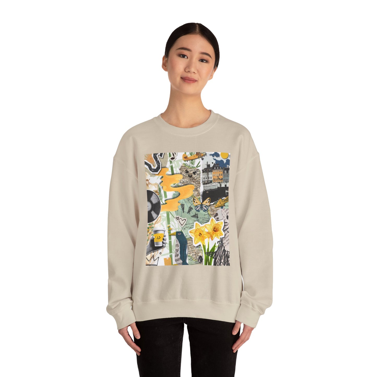 Vibrant Art Sweatshirt for Creatives, Cozy Fall Layering, Gift for Artists, Unique Graphic Pullovers, Casual Everyday Wear, Abstract, Vintage, Collage, Crewneck, Cool Hoodies
