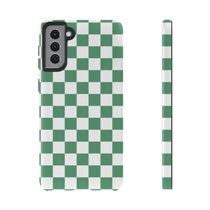 Stylish Phone Case - Green Checker Print, Trendy Phone Cover, Unique Gift, Modern Accessories, Eco-Friendly Case