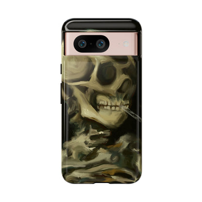 Skull Phone Case - Tough Cases, Macabre Style, Unique Accessories, Perfect for Halloween, Gothic Decor, Edgy Gift Idea | Van Gogh Reimagined, Abstract Twist on  Van Gogh's Skeleton with Burning Cigarette
