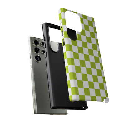 Lively Checker Pattern Phone Case | Tough Cases, Green Checkered Design, Unique Cell Phone Cover, Trendy Accessory, Gift Idea