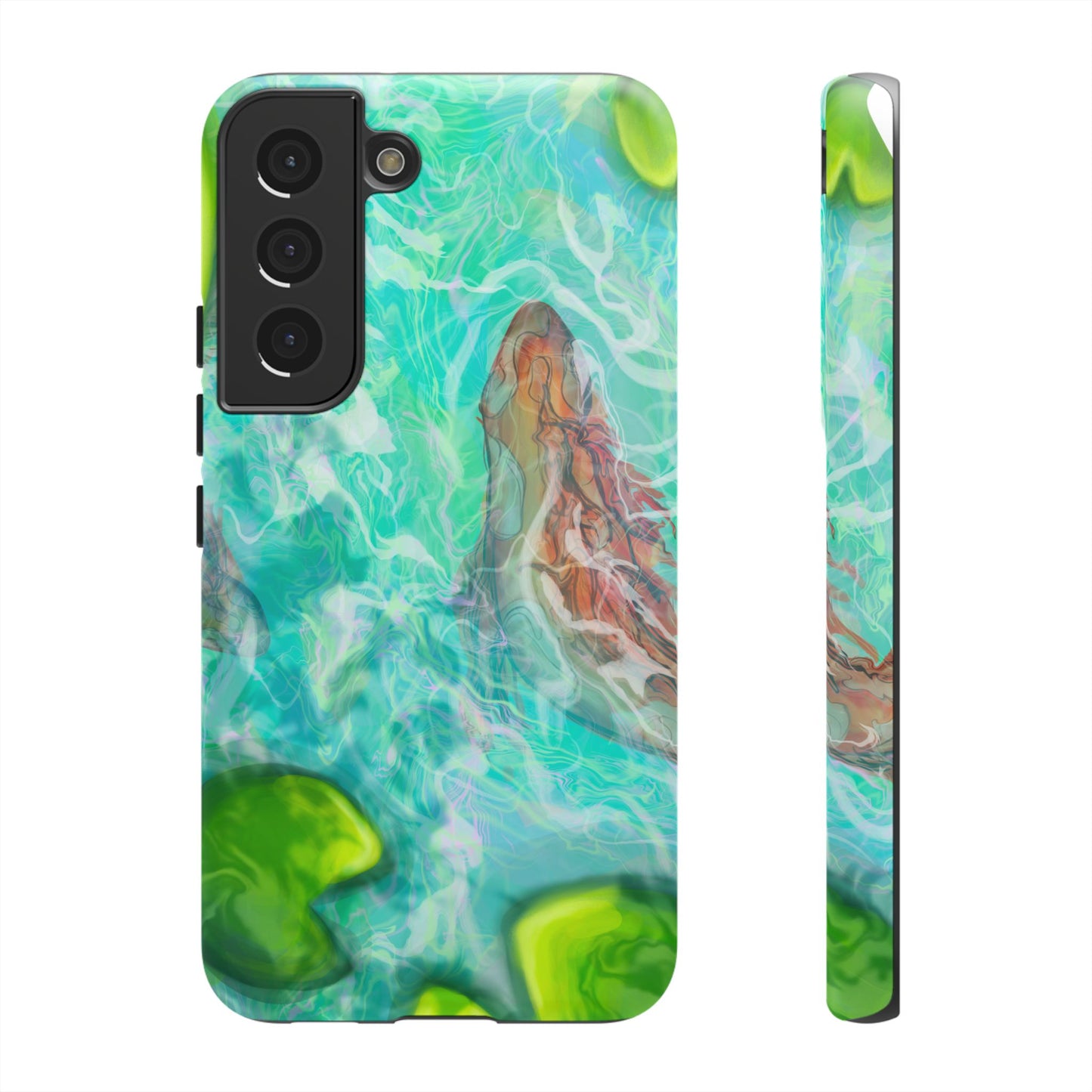 Watercolor Phone Case, Nature Lover Gift, Tough Phone Cover, Phone Accessory, Unique Design for Spring/Summer, Lily Pad, Fish Pond