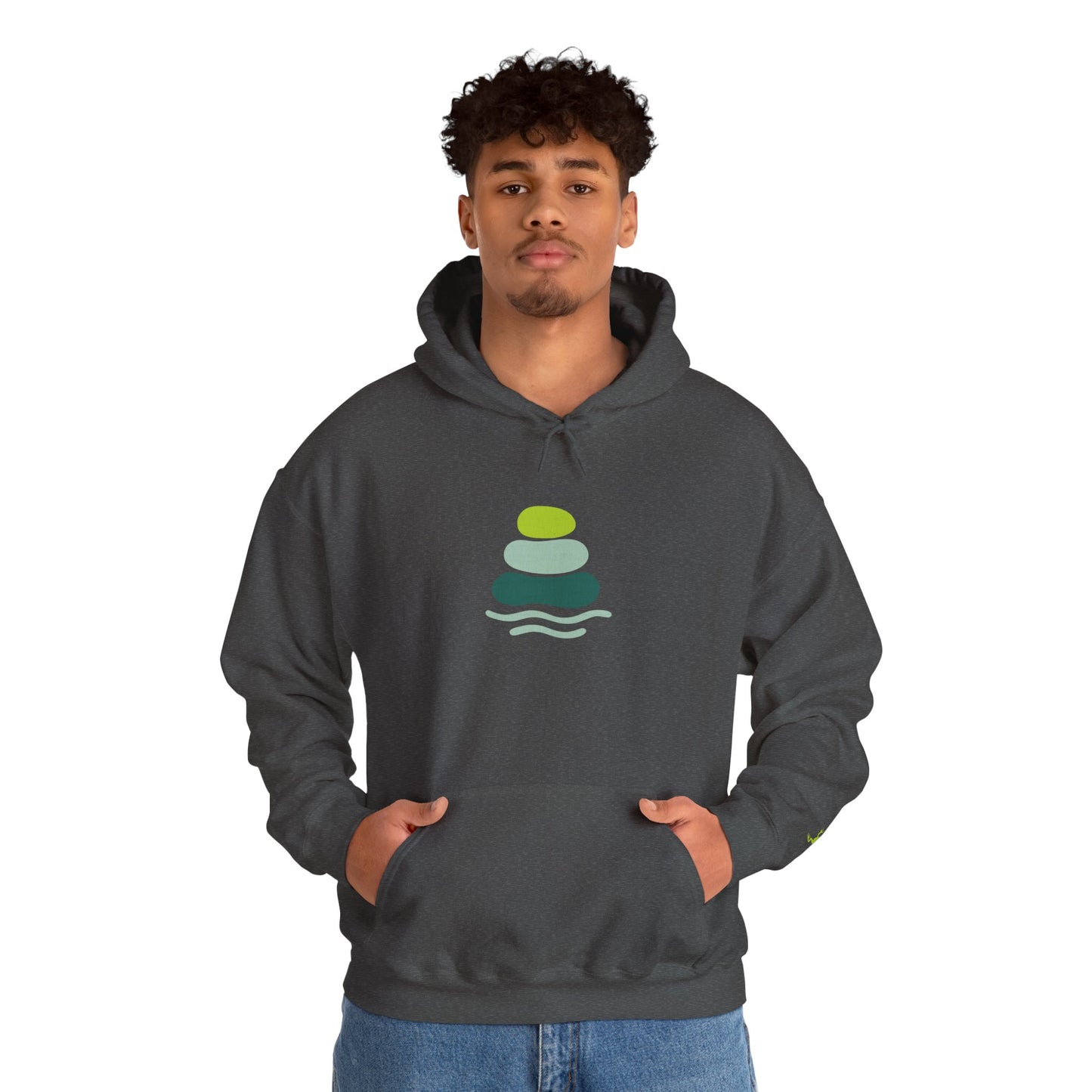 Serene Stacked Stones Hoodie, Unisex Sweatshirt for Mindfulness, Cozy Layer for Relaxation, Gift for Yoga Lovers, Perfect for Meditation