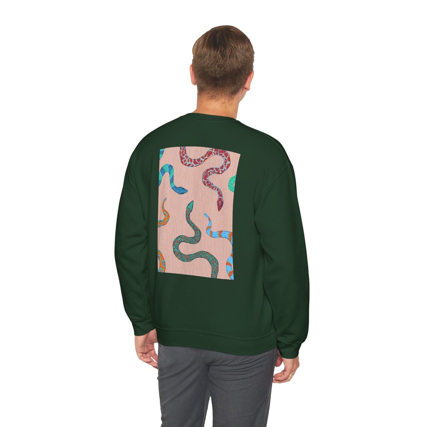 Funky Snake Unisex Crewneck Sweatshirt, Cozy Apparel, Unique Gift, Snake Art, Relaxed Style, Perfect for Casual Outings