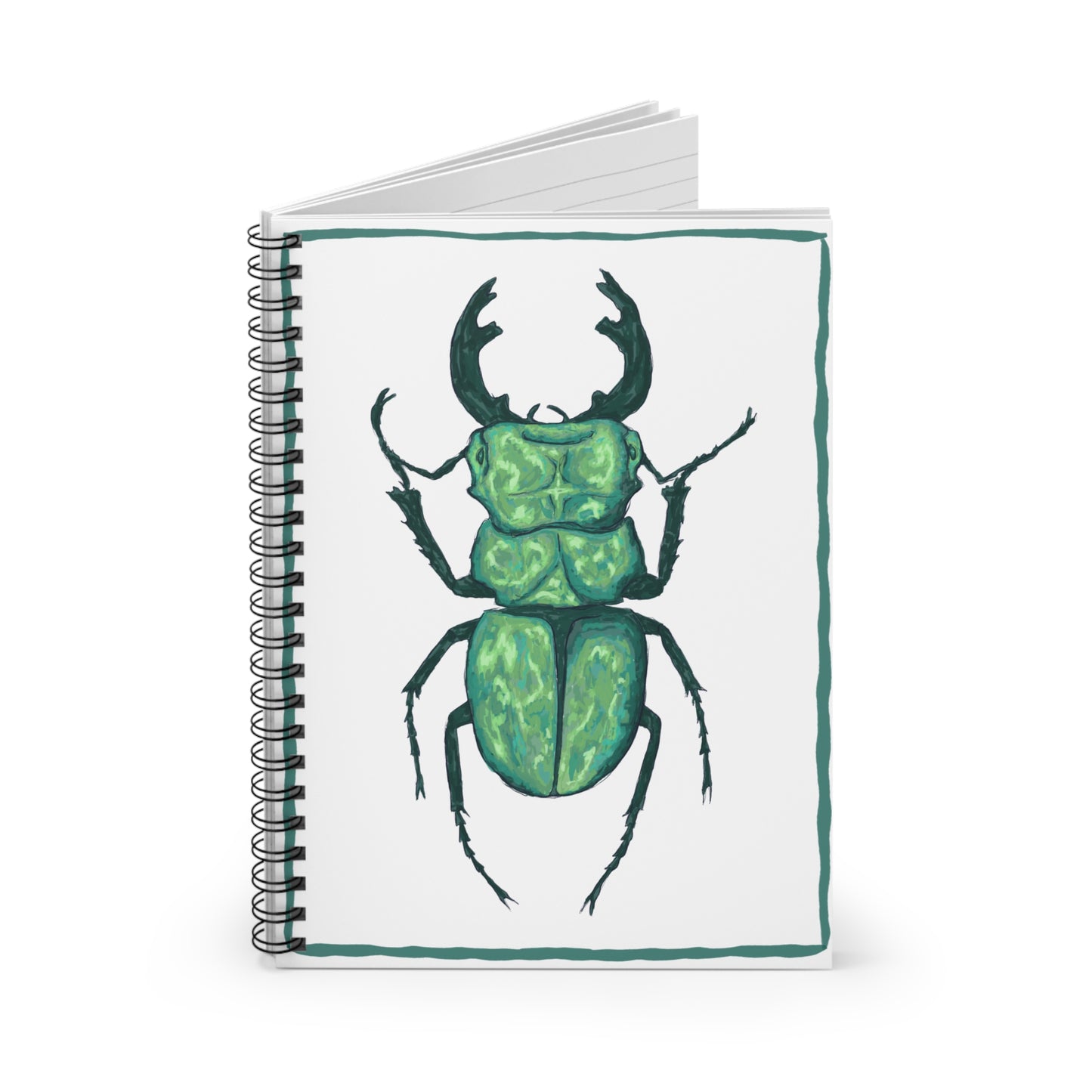 Green Beetle Spiral Notebook - Perfect for Nature Lovers, Journaling, and Eco-Friendly Gifts, School Supplies, Insect Enthusiasts