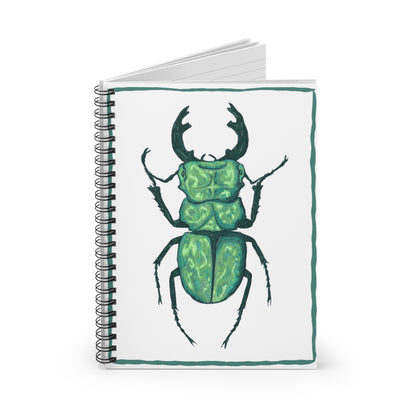 Green Beetle Spiral Notebook - Perfect for Nature Lovers, Journaling, and Eco-Friendly Gifts, School Supplies, Insect Enthusiasts