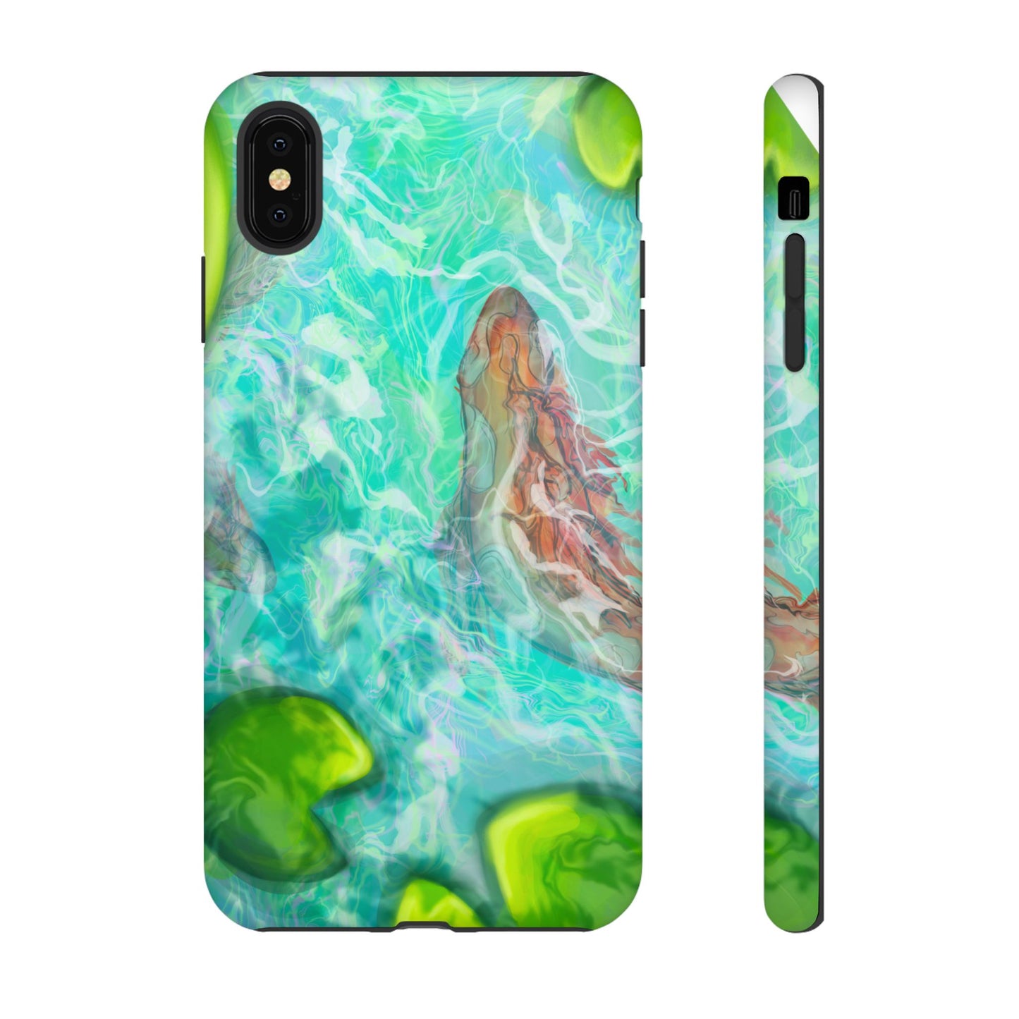 Watercolor Phone Case, Nature Lover Gift, Tough Phone Cover, Phone Accessory, Unique Design for Spring/Summer, Lily Pad, Fish Pond