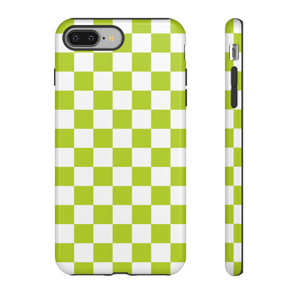 Lively Checker Pattern Phone Case | Tough Cases, Green Checkered Design, Unique Cell Phone Cover, Trendy Accessory, Gift Idea