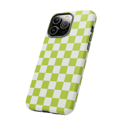 Lively Checker Pattern Phone Case | Tough Cases, Green Checkered Design, Unique Cell Phone Cover, Trendy Accessory, Gift Idea