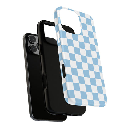 Blue Checkered Phone Case, Tough Phone Cover, Stylish Mobile Protector, Unique Gift for Him/Her, Trendy Accessories for Holidays