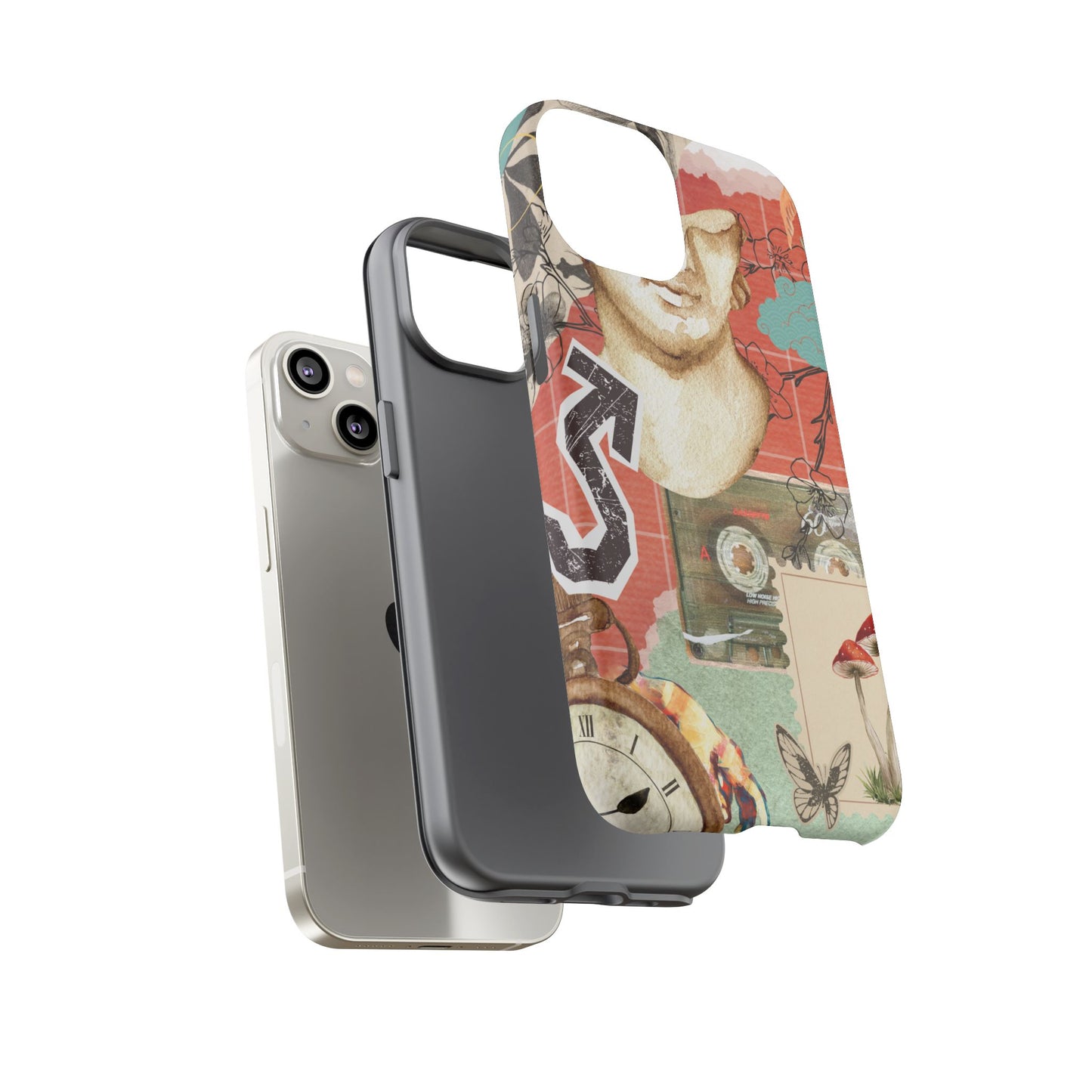 Artistic iPhone Case, Tough Cases with Vintage Design, Unique Phone Cover, Gift for Art Lovers, Protective Case for All Occasions, Vintage Collage Art