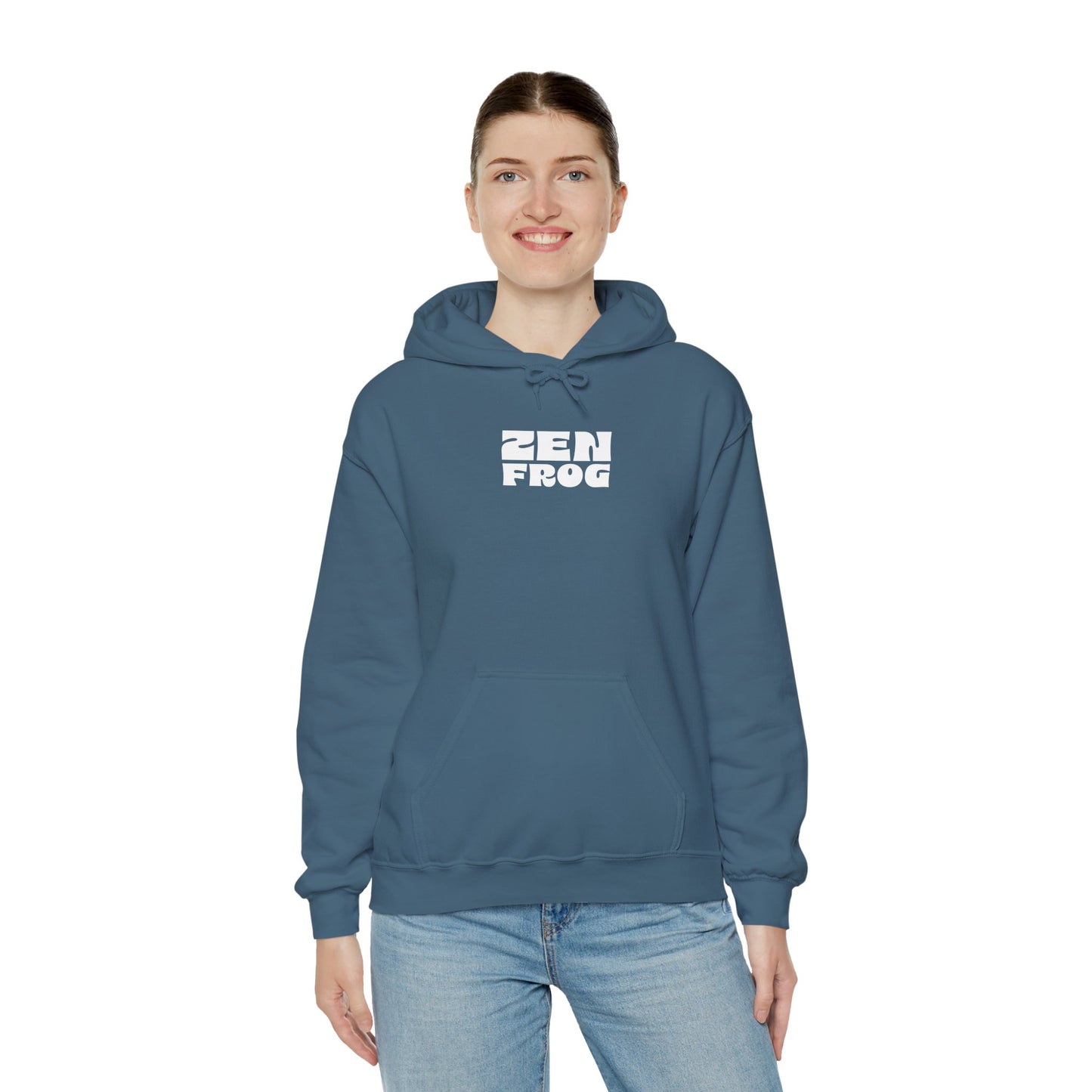 Zen Frog Octopus Unisex Heavy Blend Hooded Sweatshirt, Cozy Graphic Hoodie, Gift for Ocean Lovers, Unique Casual Wear, Relaxed Style