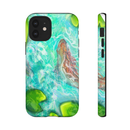 Watercolor Phone Case, Nature Lover Gift, Tough Phone Cover, Phone Accessory, Unique Design for Spring/Summer, Lily Pad, Fish Pond