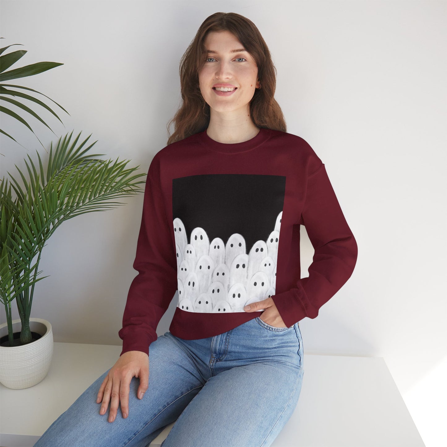 Painted Ghosts Crewneck | Cozy Sweatshirt, Perfect for Halloween, Fall, and Spooky Season