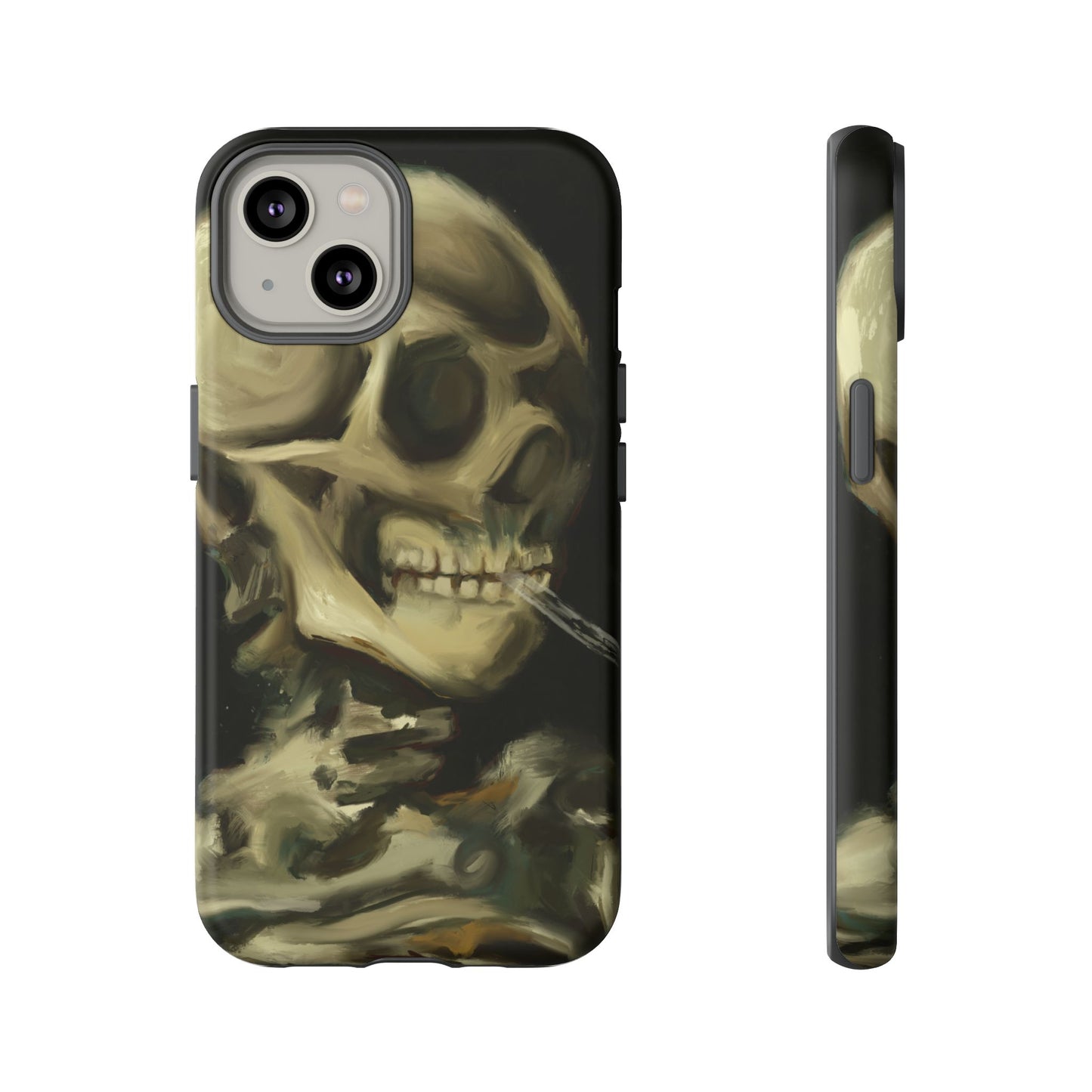 Skull Phone Case - Tough Cases, Macabre Style, Unique Accessories, Perfect for Halloween, Gothic Decor, Edgy Gift Idea | Van Gogh Reimagined, Abstract Twist on  Van Gogh's Skeleton with Burning Cigarette