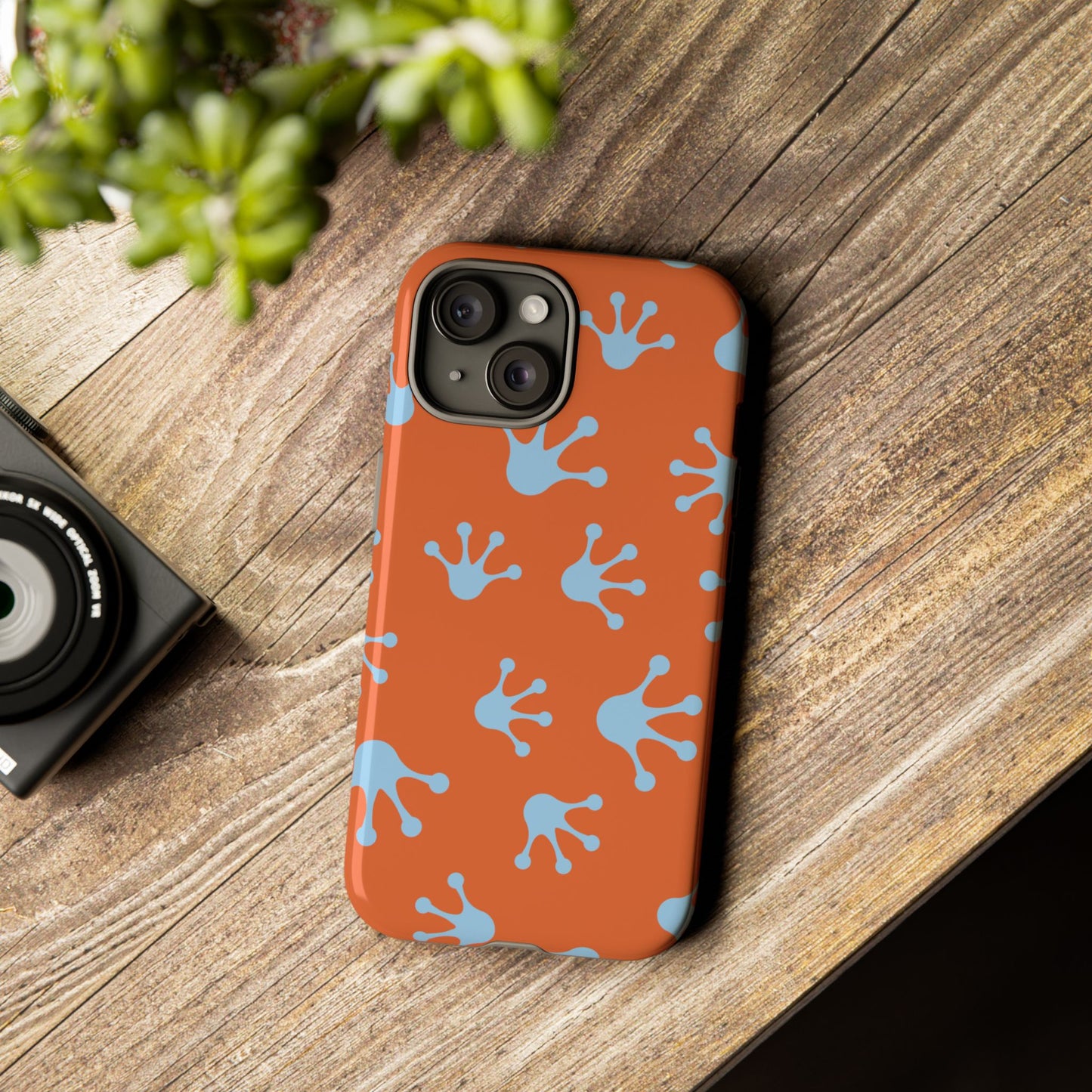 Frog Print Phone Case - Tough Cases, Orange Frog Design, Unique Gift, Fun Accessories, Vibrant Phone Cases, Cool Cases