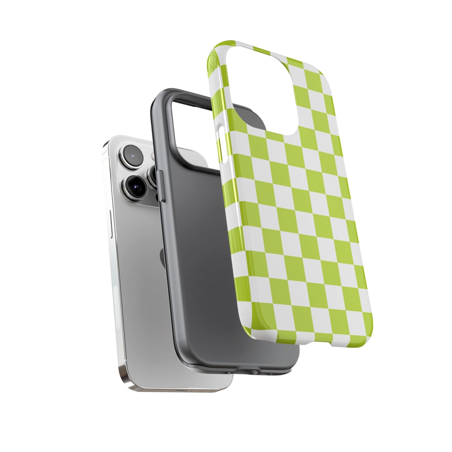 Lively Checker Pattern Phone Case | Tough Cases, Green Checkered Design, Unique Cell Phone Cover, Trendy Accessory, Gift Idea