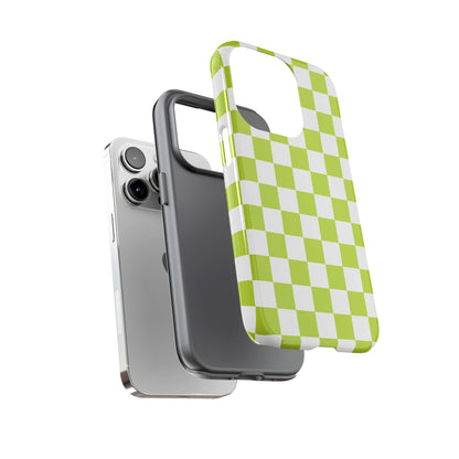 Lively Checker Pattern Phone Case | Tough Cases, Green Checkered Design, Unique Cell Phone Cover, Trendy Accessory, Gift Idea