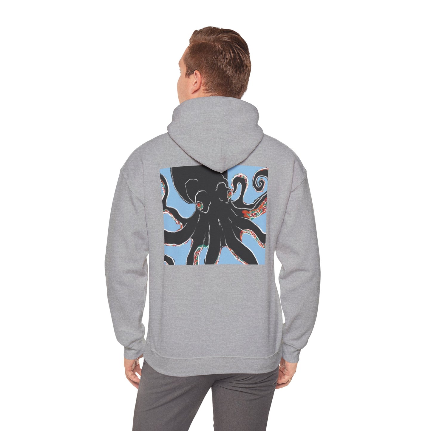 Zen Frog Octopus Unisex Heavy Blend Hooded Sweatshirt, Cozy Graphic Hoodie, Gift for Ocean Lovers, Unique Casual Wear, Relaxed Style