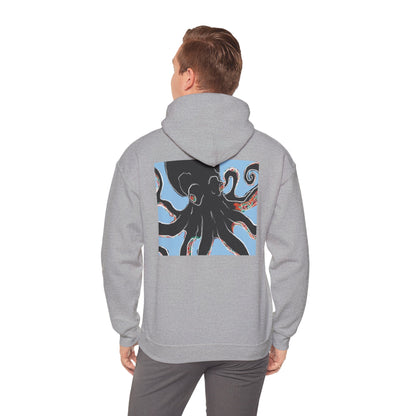 Zen Frog Octopus Unisex Heavy Blend Hooded Sweatshirt, Cozy Graphic Hoodie, Gift for Ocean Lovers, Unique Casual Wear, Relaxed Style